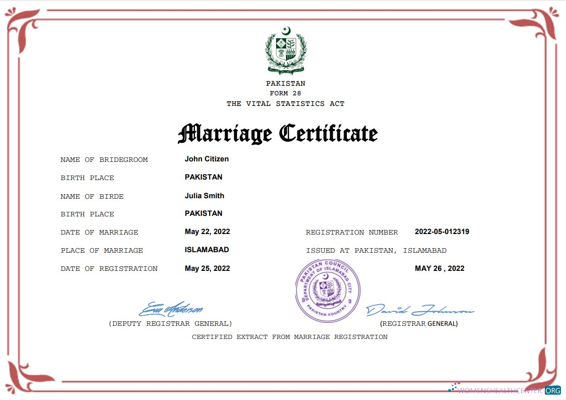 Download Pakistan marriage certificate Word and PDF template Photoshop template